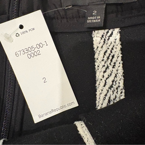 NWT, Banana Republic Flare Peplum Mini Skirt White Black, Sz 2 - Picture 11 of 13